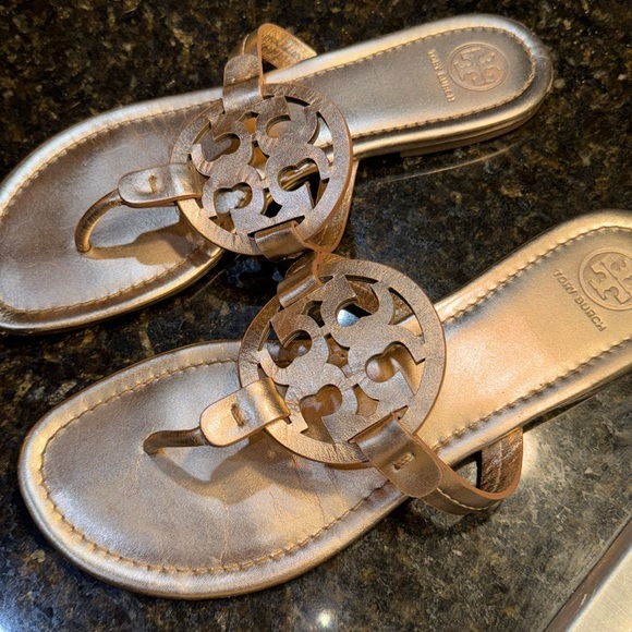 Tory Burch Rose Gold Metallic Miller Sandals - Picture 8 of 9